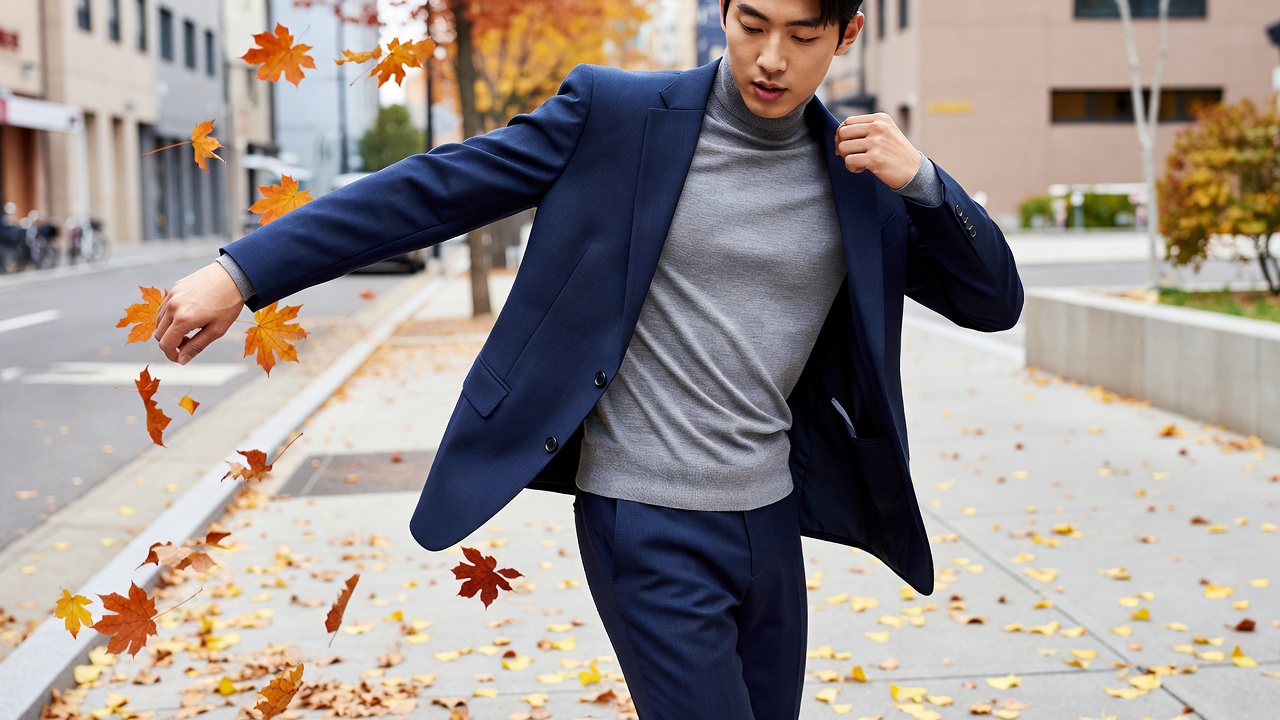 가을 남성 재킷과 니트 레이어드 코디 방법