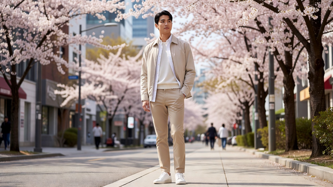 봄 남성 블루종 코디 레이어드 실전 예시