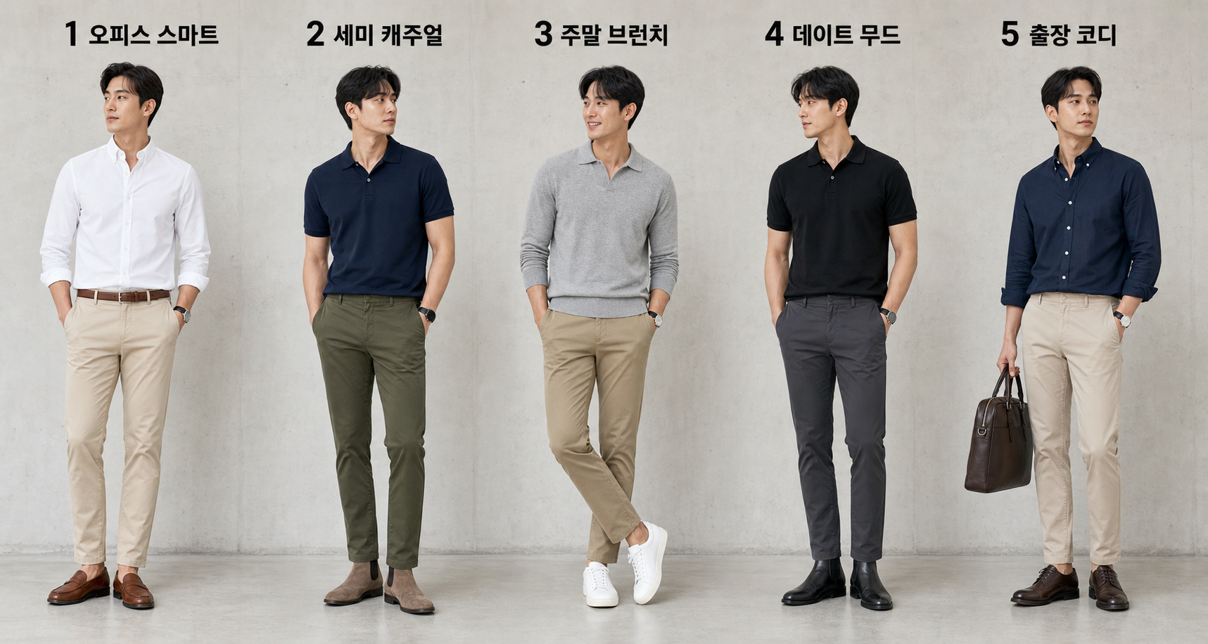 스마트 캐주얼 치노팬츠 코디 5가지