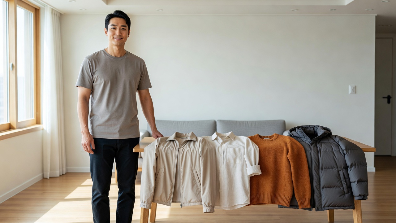 남성 계절 코디 전략을 한눈에 보여주는 계절별 옷차림 배열